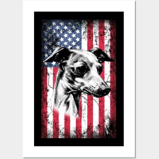 Patriotic Greyhound American Flag Posters and Art